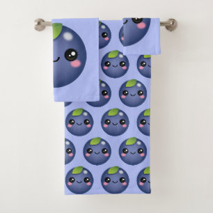 Kawaii Blueberry Bath Towel Set