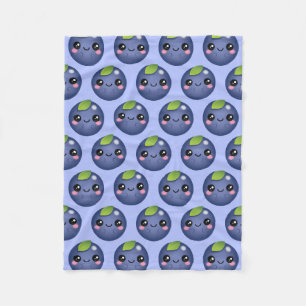 Kawaii Blueberry Fleece Blanket