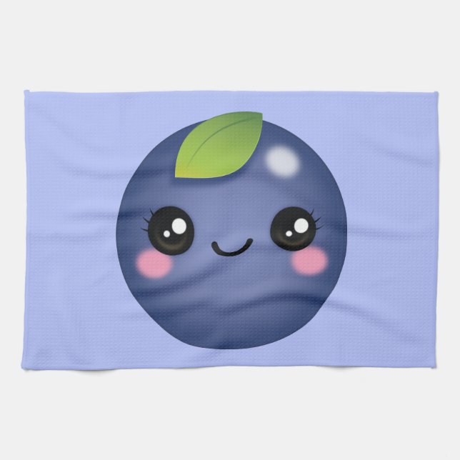 Kawaii Blueberry Kitchen Towel (Horizontal)
