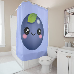 Kawaii Blueberry Shower Curtain