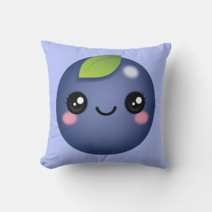 Kawaii Blueberry Throw Pillow