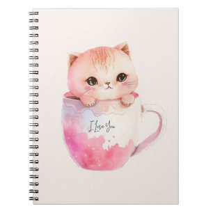Kawaii Blushing Pink Chibi Cat Notebook