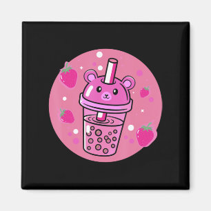 Kawaii Boba Cup Strawberry Anime Bubble Tea Cute  Magnet