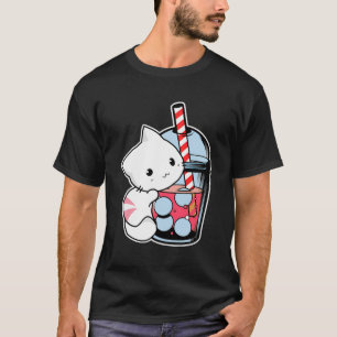 Kawaii Boba Cute Anime Cat Drinking Tea Kawaii T-Shirt