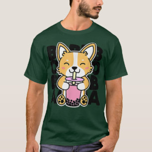 Kawaii Boba Cute Anime Dog Corgi Kawaii Tea Drink  T-Shirt