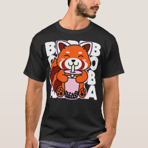 Kawaii Boba Cute  Red Panda Kawaii Bubble Tea Drin T-Shirt