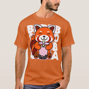 Kawaii Boba Cute  Red Panda Kawaii Bubble Tea Drin T-Shirt