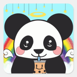 Kawaii Boba Panda Bear    Square Sticker