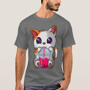 Kawaii Boba Tea Cat, Japanese Neko Bubble Tea Funn T-Shirt