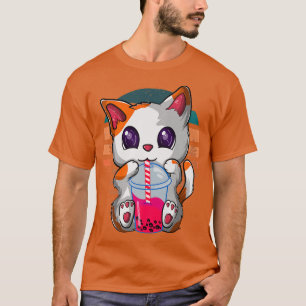 Kawaii Boba Tea Cat, Japanese Neko Bubble Tea Funn T-Shirt