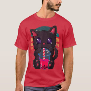Kawaii Boba Tea Cat, Japanese Neko Bubble Tea Funn T-Shirt