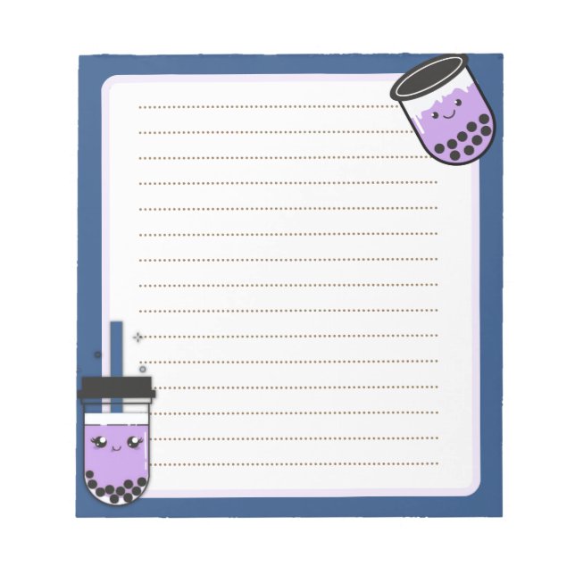 Kawaii Boba Tea Notepad (Front)