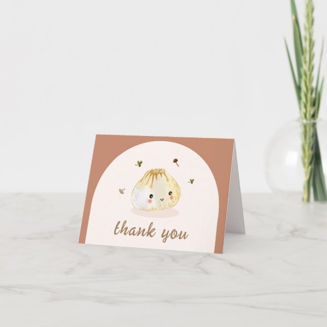 Kawaii Boho Arch Chinese Dumpling Baby Shower  Thank You Card (Front)