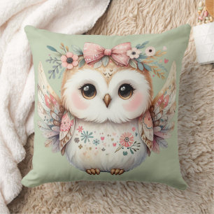 Kawaii Boho Owl Illustration Cushion