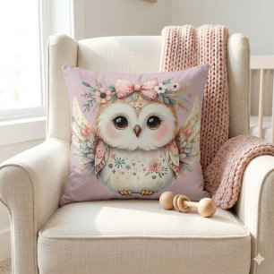 Kawaii Boho Owl Illustration Cushion