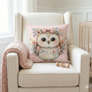 Kawaii Boho Owl Illustration Cushion