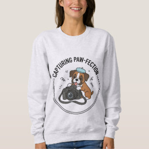 Kawaii Boxer Dog Photographer Graphic Design Sweatshirt