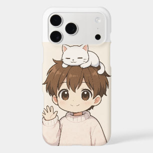 Kawaii Boy & Cat iPhone Case