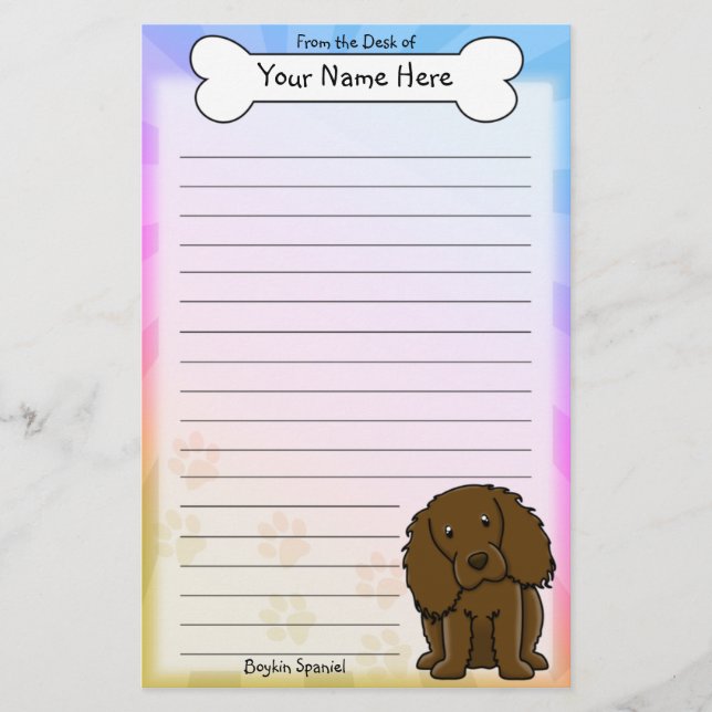 Kawaii Boykin Spaniel Stationery (Front)