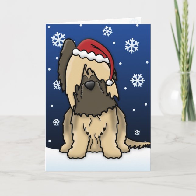 Kawaii Briard Christmas Card (Front)