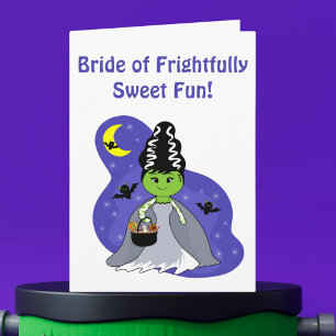 Kawaii Bride of Frankenstein Halloween with Candy Card