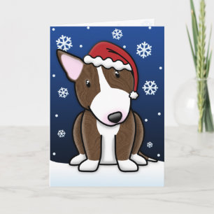 Kawaii Brindle Bull Terrier Christmas Card