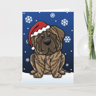 Kawaii Brindle Mastiff Christmas Card