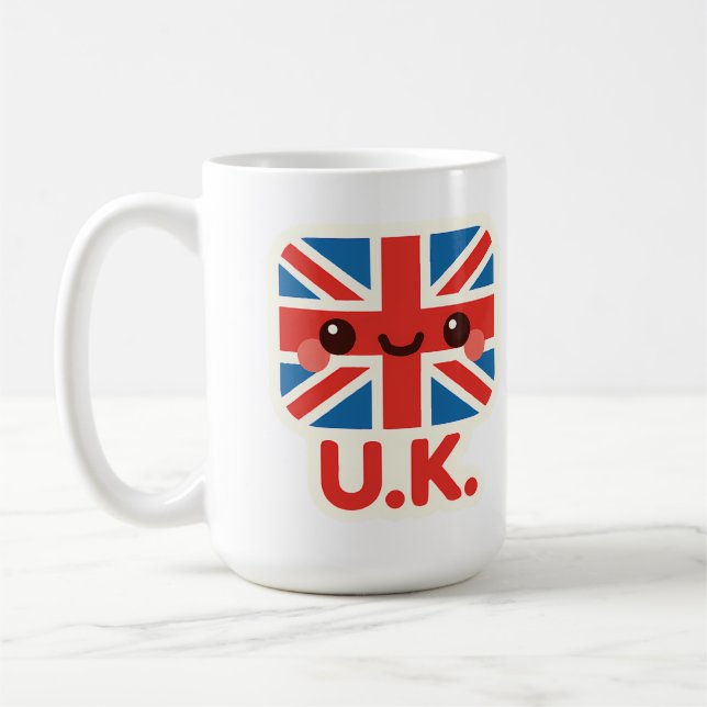 Kawaii British Flag – Cute UK Design Coffee Mug (Left)