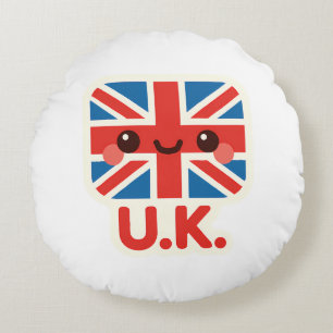 Kawaii British Flag – Cute UK Design Round Cushion