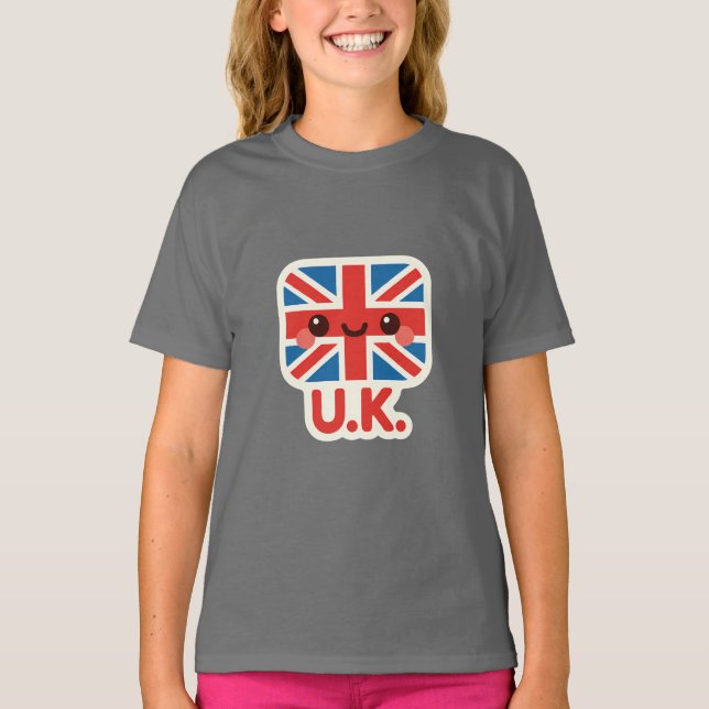 Kawaii British Flag – Cute UK Design T-Shirt (Front)
