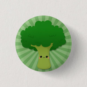 Kawaii Broccoli on Green Starburst 3 Cm Round Badge