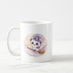 Kawaii Broom Witch Kitty Coffee Mug