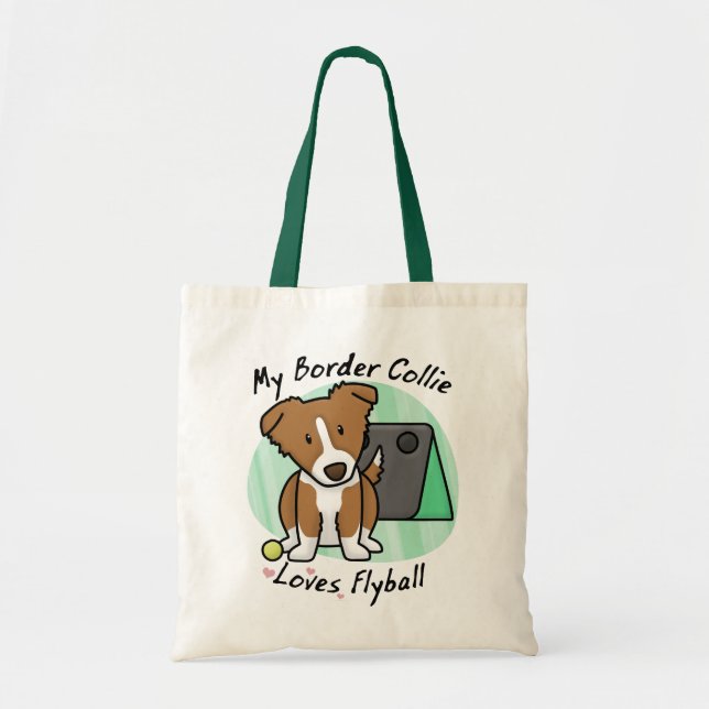 Kawaii Brown Border Collie Flyball Bag (Front)