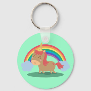 Kawaii Brown Horse trying to be a Unicorn Key Ring