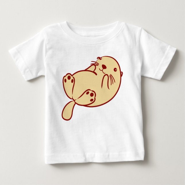 Kawaii Brown Sea Otter Baby T-Shirt (Front)