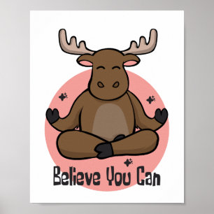 Kawaii brown Zebu animal doing yoga poses  Poster