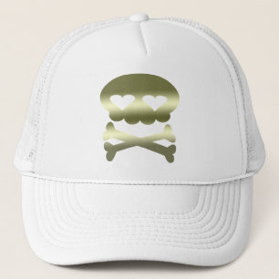 Kawaii Bubble Skull Gold Trucker Hat