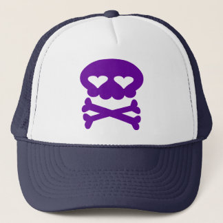 Kawaii Bubble Skull Purple Trucker Hat