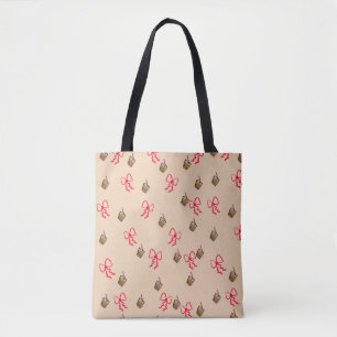 Kawaii Bubble Tea & Bow Pattern Tote Bag – Cute Ae