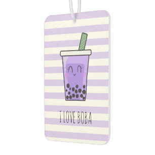 Kawaii Bubble Tea I Love Boba Taro Ube Purple Car Air Freshener