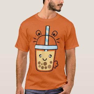 Kawaii Bubble Tea Lover Cute Smiling Boba Milk Tea T-Shirt