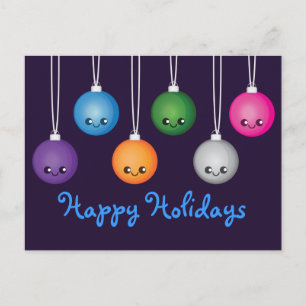Kawaii Bulbs Holiday Postcard