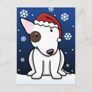 Kawaii Bull Terrier Christmas Postcard