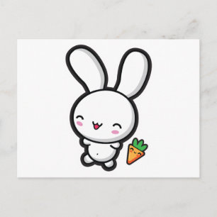 Kawaii Bunny and Carrot Postcard