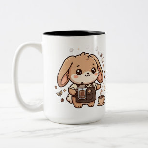 Kawaii Bunny Barista Mug Two-Tone