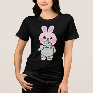 Kawaii Bunny Brush Time Tri-Blend Shirt