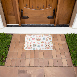 Kawaii Bunny Café Easter Cute Chibi Bunnies Doormat