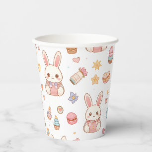 Kawaii Bunny Café Easter Cute Chibi Bunnies Paper Cups