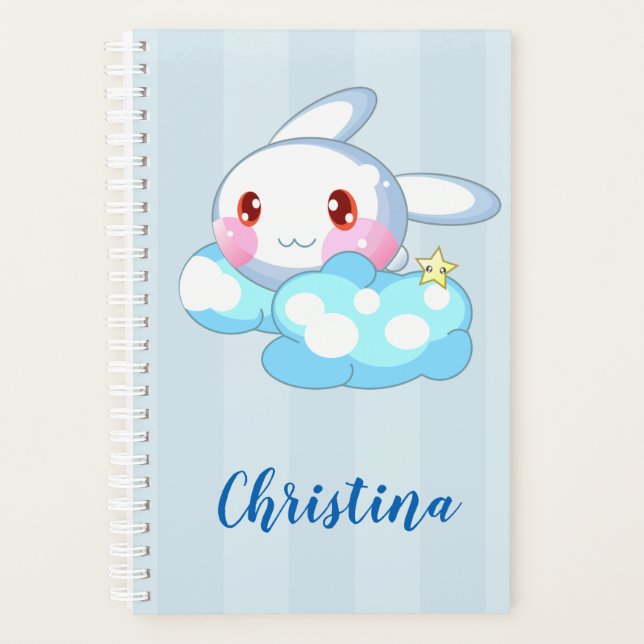 Kawaii Bunny, Cloud & Star Custom Planner (Front)