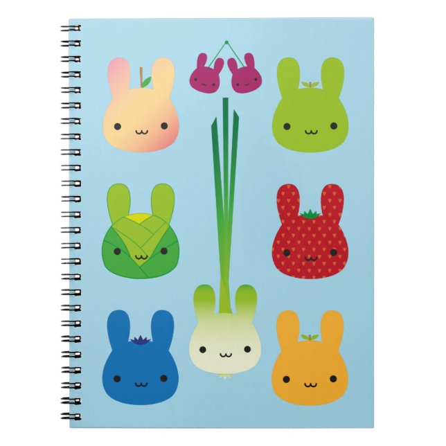 Kawaii Bunny Fruit & Vegetables Notebook (Front)